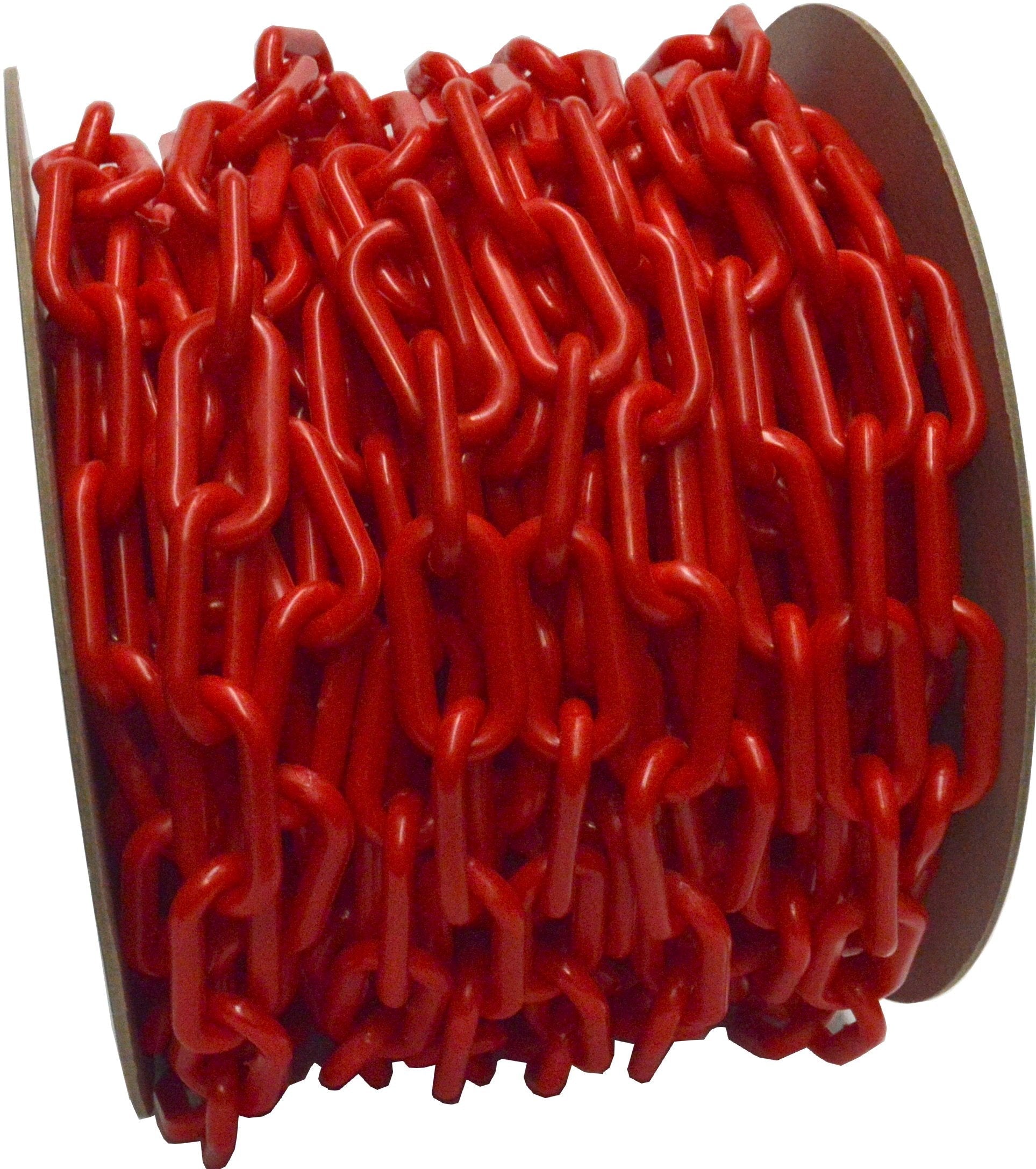 TC Plastic Chain – 4mm X 500ft Red, 1-Inch Link, Lightweight Barrier