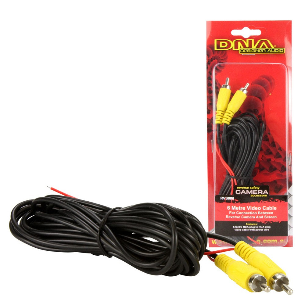 Camera Video Cable Rca To Rca With Power Wire 6Mtr