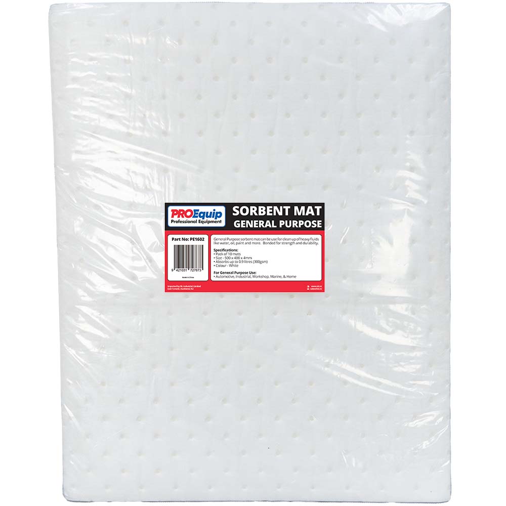 Proequip Absorbent Mat - 500X400X4mm - Oil White - 10Pk