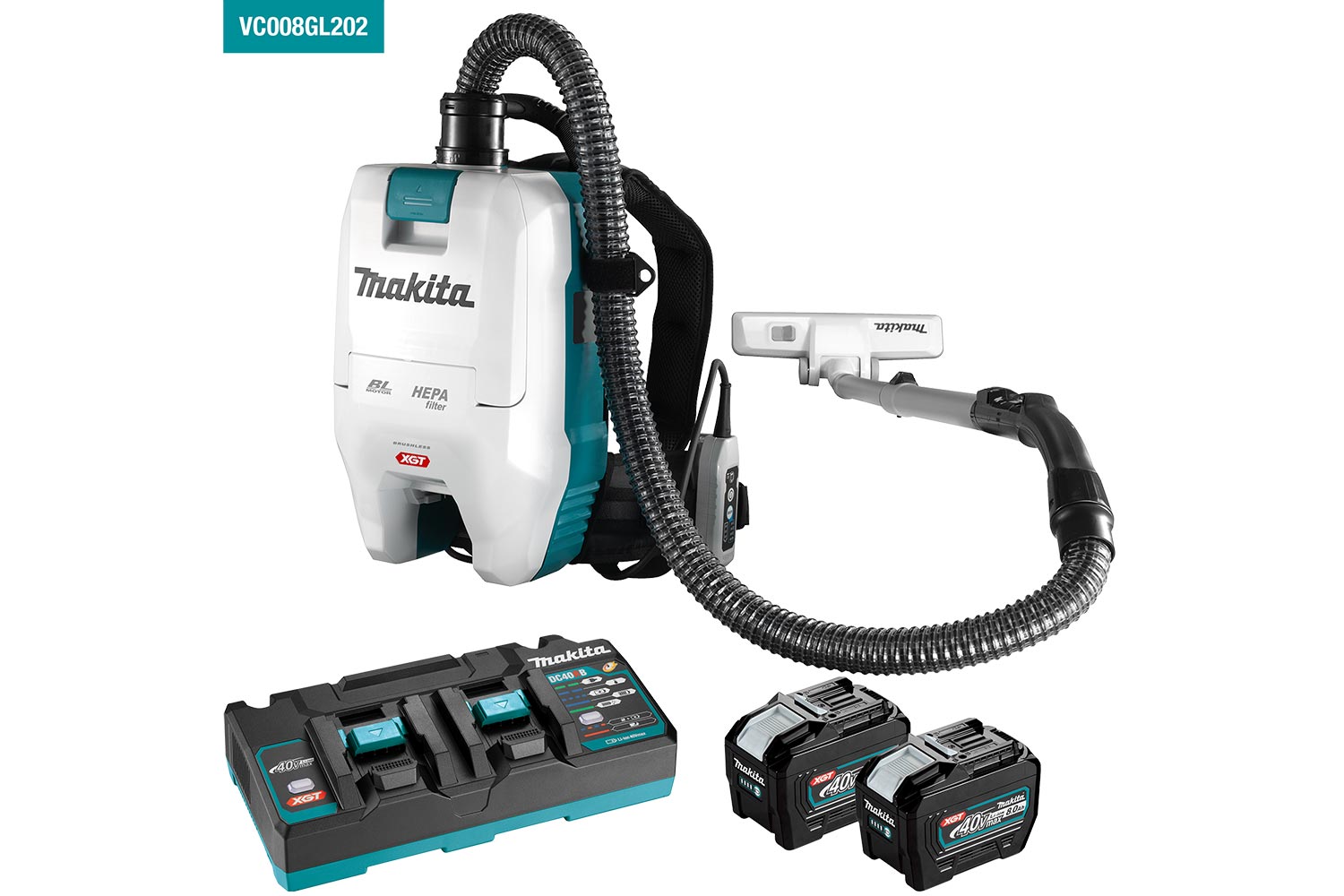 Makita 40Vmax XGT Brushless Backpack Vacuum KIT - 28mm hose