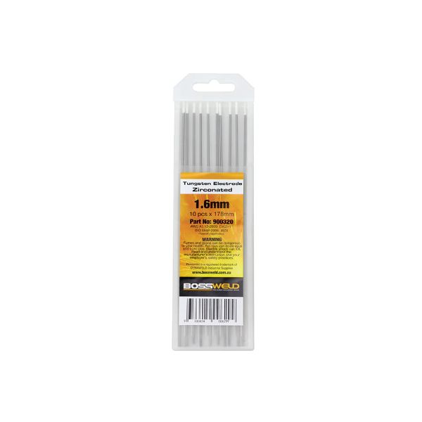 Bossweld Electrode Tungsten Zirconated - 1.6mm X 178mm 10Pk