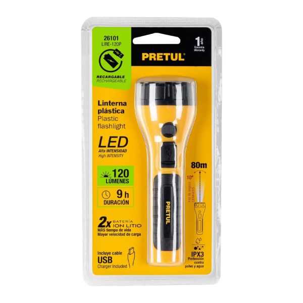 Torch 1-Led Rechargable 120Lm 9-Hour Runtime 26101 Pretul