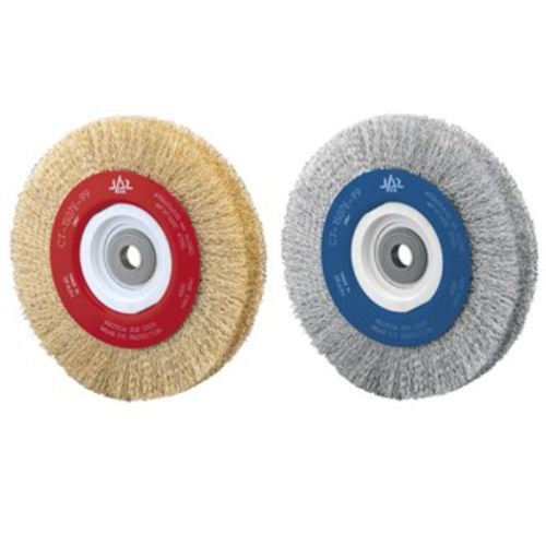 Jaz Wire Wheel Wide Face Crimped 250mm x 28mm x 0.3mm 6/Row - Multi Fit Bore - Coated Steel WHEW-2506