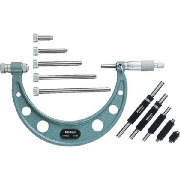 Mitutoyo Outside Micrometer Set 0-100mm x 0.01mm Interchangeable Anvils