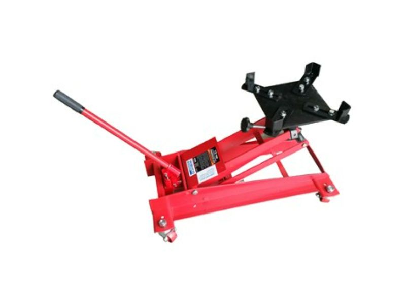Wayco Truck Transmission Jack 1.0 Ton Min HT 220mm Max HT 595mm, 2-way Adjustable Head, Handle Swivels 360