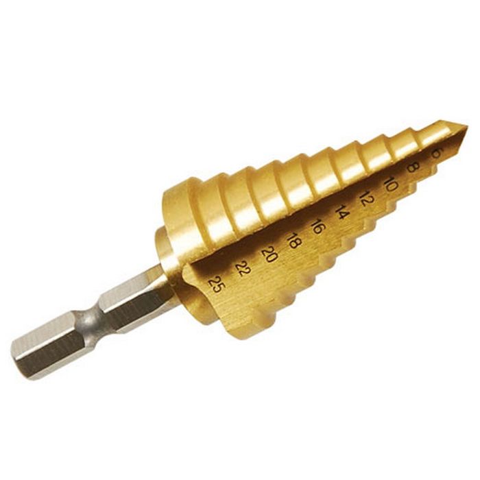 TOOL STEP DRILL 6 - 25MM 10 STEPS TITANIUM COATED