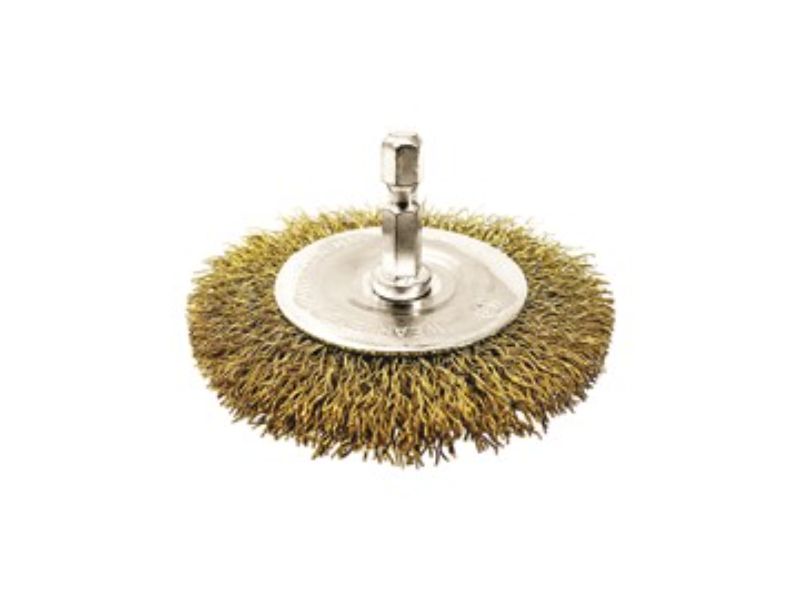 JOSCO Brush Wheel CR 100 6.3 Hex Spindle Brass Coated