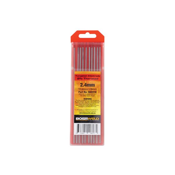 Bossweld Electrode Tungsten 2% Thoriated - 1.6mm X 178mm 10Pk