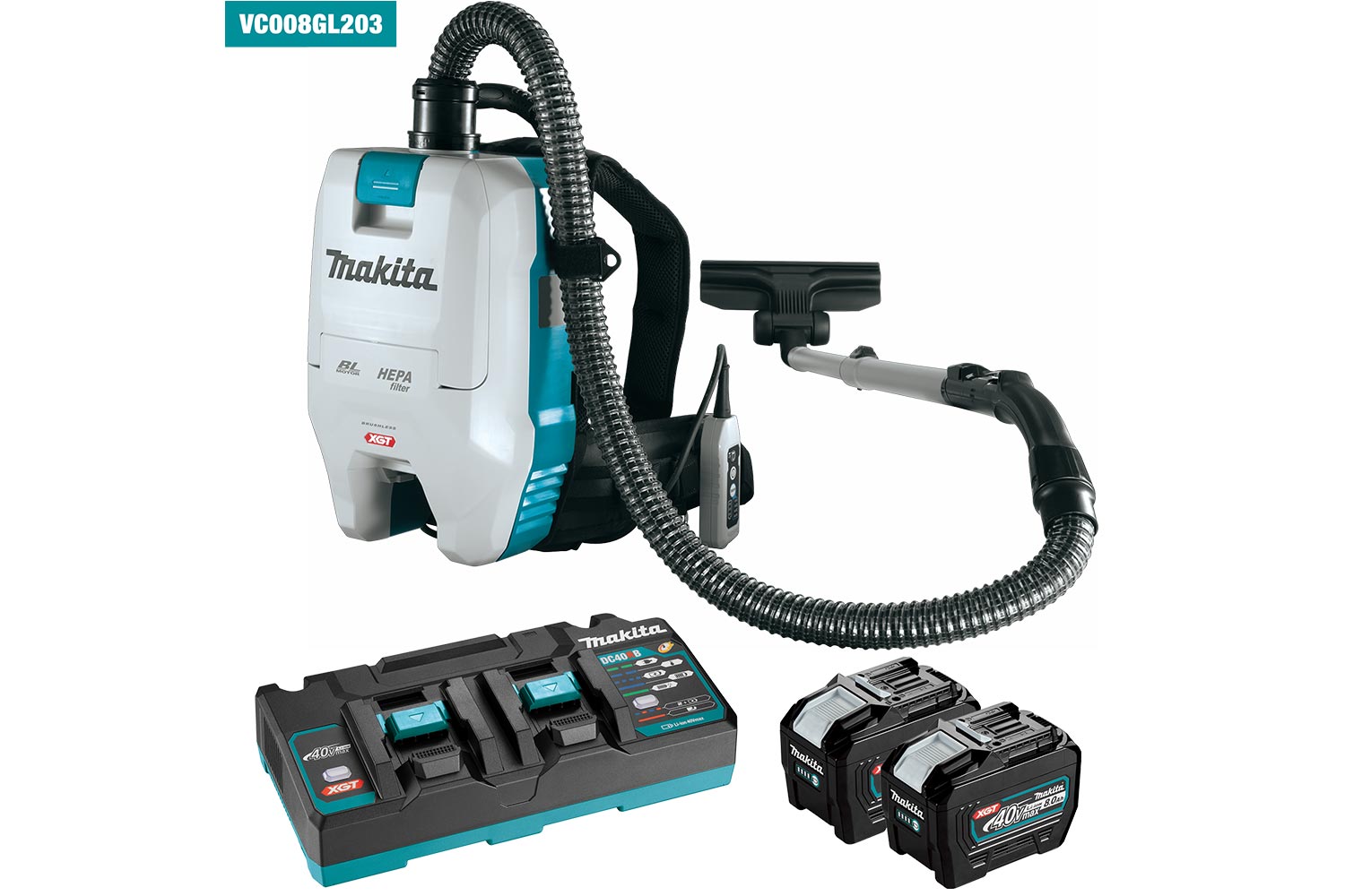 Makita 40Vmax Xgt Brushless Backpack Vacuum Tool 32mm Hose Vac-285 N
