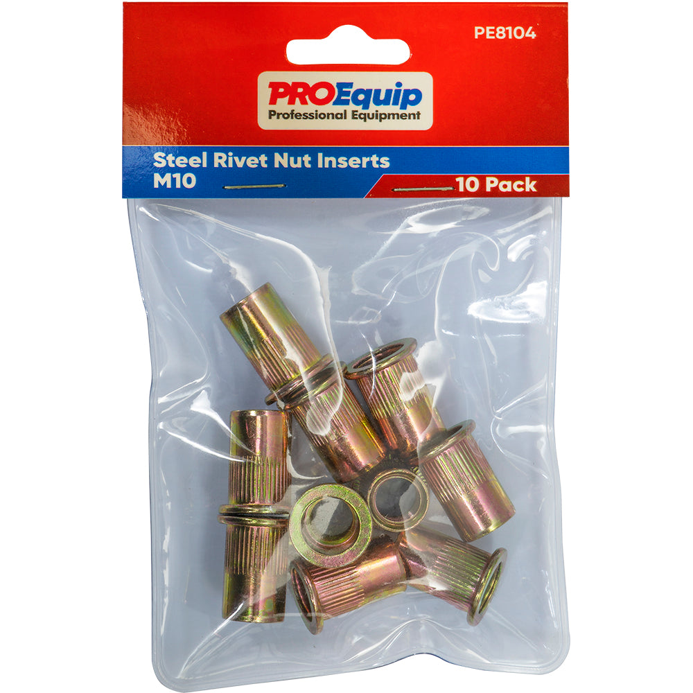 Proequip M10 Steel Rivet Nut inserts - 10Pk