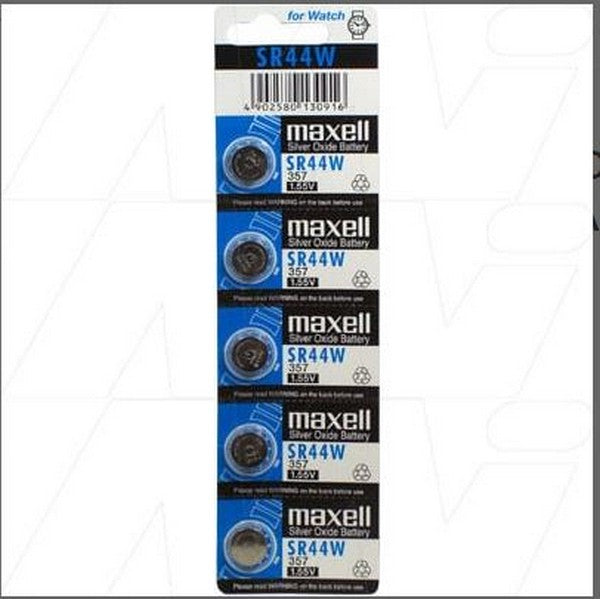 Maxell Silver Oxide Battery Sr44W 5 Pack 1.5V