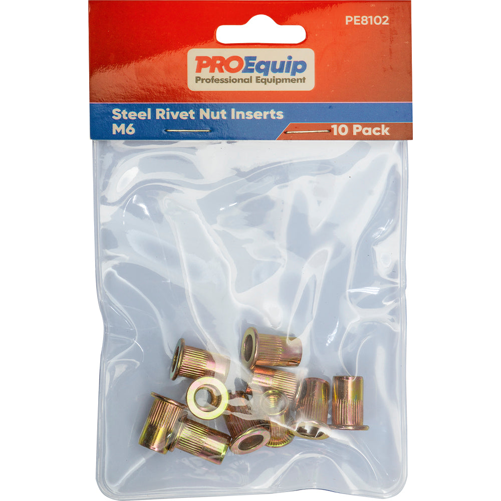 Proequip M6 Steel Rivet Nut inserts - 10Pk