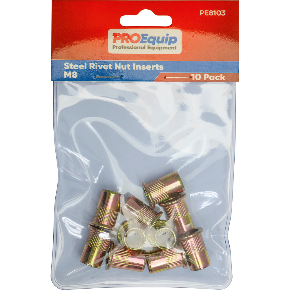 Proequip M8 Steel Rivet Nut inserts - 10Pk