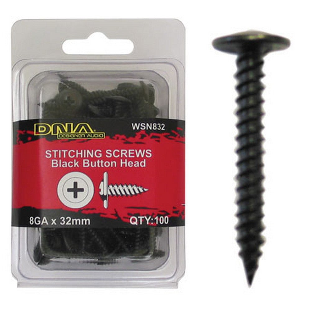 Screw Button Head Self Tapping Black 8G 32mm 100 Pack