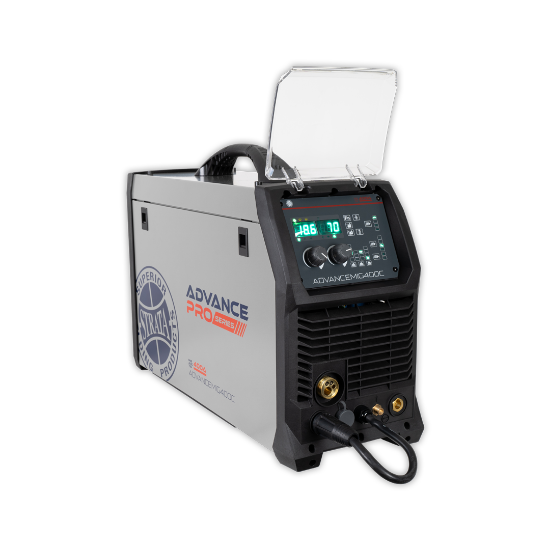 Strata 400A Three-Phase Compact Synergic MIG/ARC/Lift TIG Inverter Welder with industrial trolley & wirefeeder