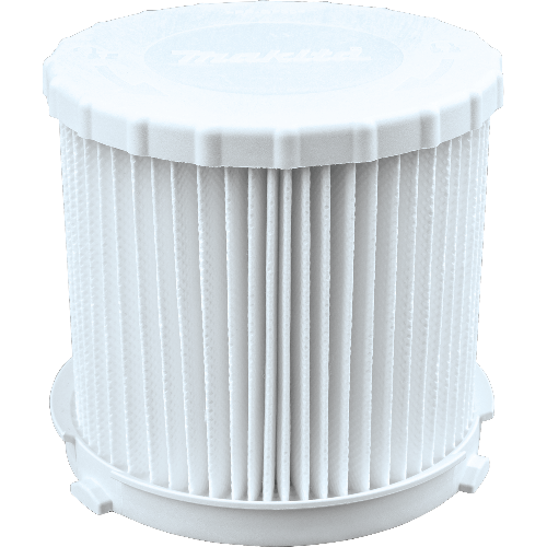 A white Makita HEPA filter for DVC750 Cordless 2 Gallon HEPA Filter Wet/Dry Dust Extractor/Vacuum.