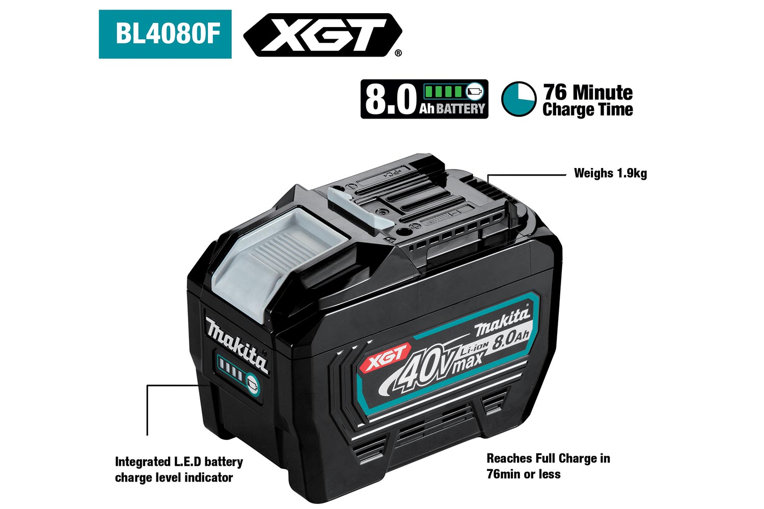 Makita 40Vmax XGT Battery and Charger Starter Pack - 8.0Ah