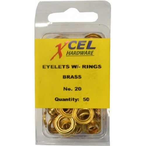 Xcel Eyelets - Brass with Rings 50-pce #20B 6.75mm