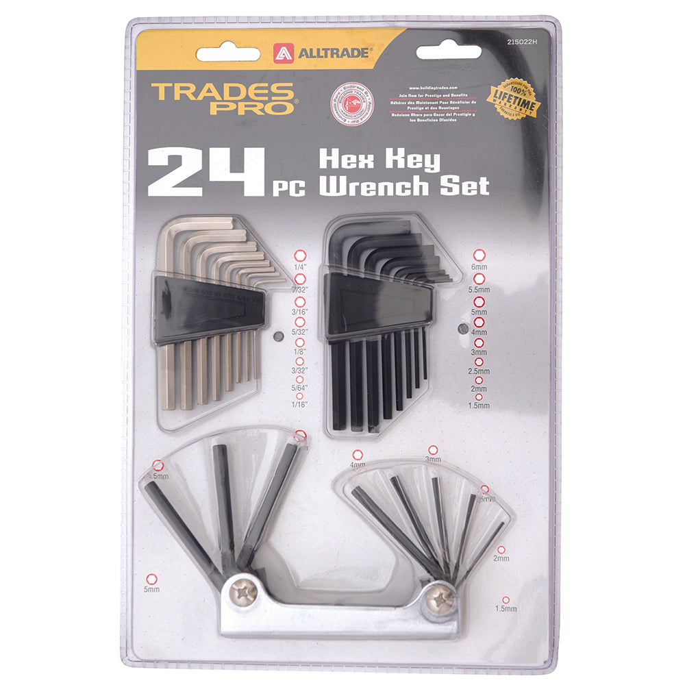 Trades Pro Hex Key Wrench Set 25Pc Combination