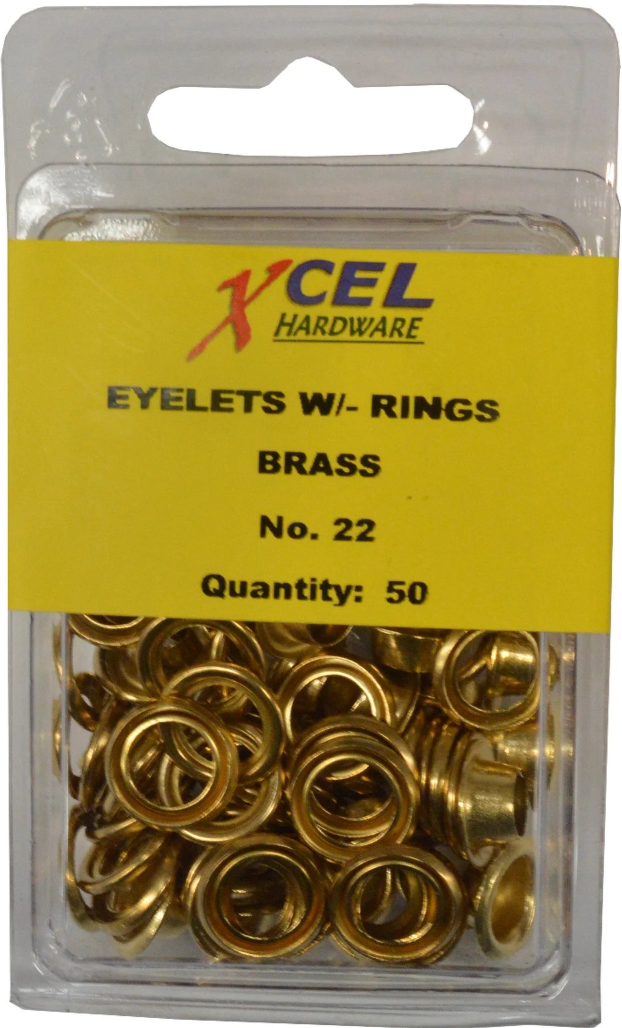 Xcel Eyelets - Brass with Rings 50-pce #22B 7.94mm