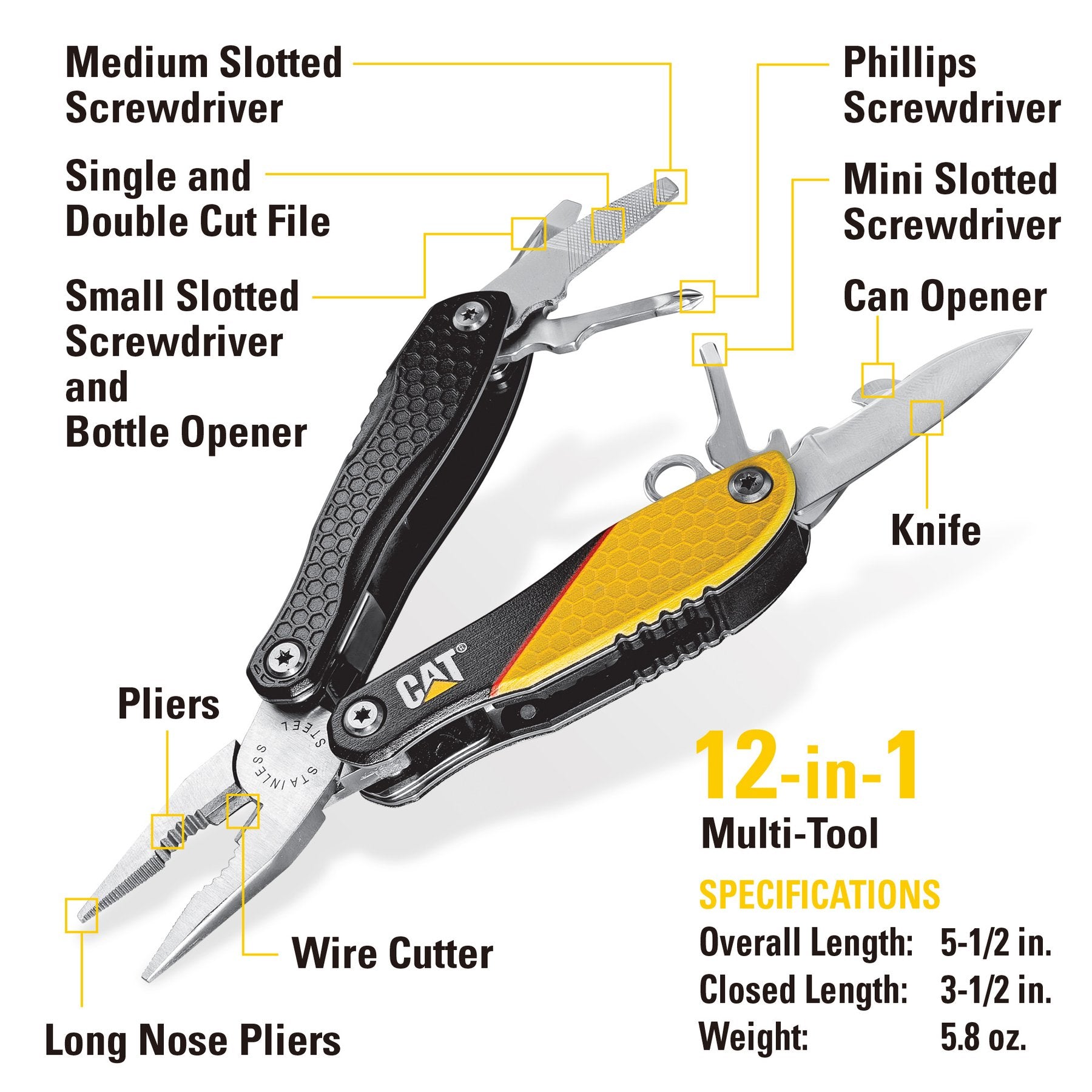 Cat 3Pc Multi-Tool Knife & Keychain Gift Box Set