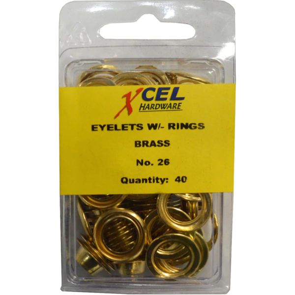 Xcel Eyelets - Brass with Rings 40-pce #26B 11.11mm