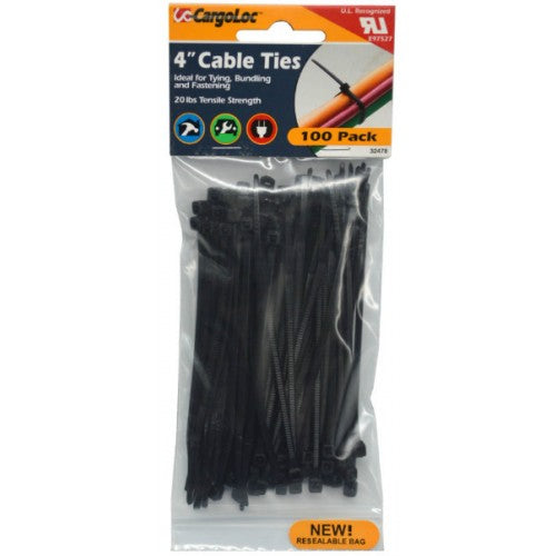 Cargoloc Cable Ties Black 100-pce 18lb Capacity #32478 100mm