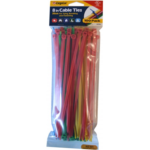 Cargoloc Cable Ties Assorted Colours 100-pce 50lb Capacity #32596 200mm