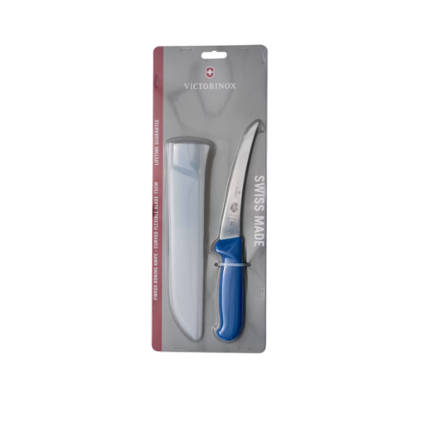Victorinox Boning Knife Flexible Curved Blade Blue Handle with Sheath