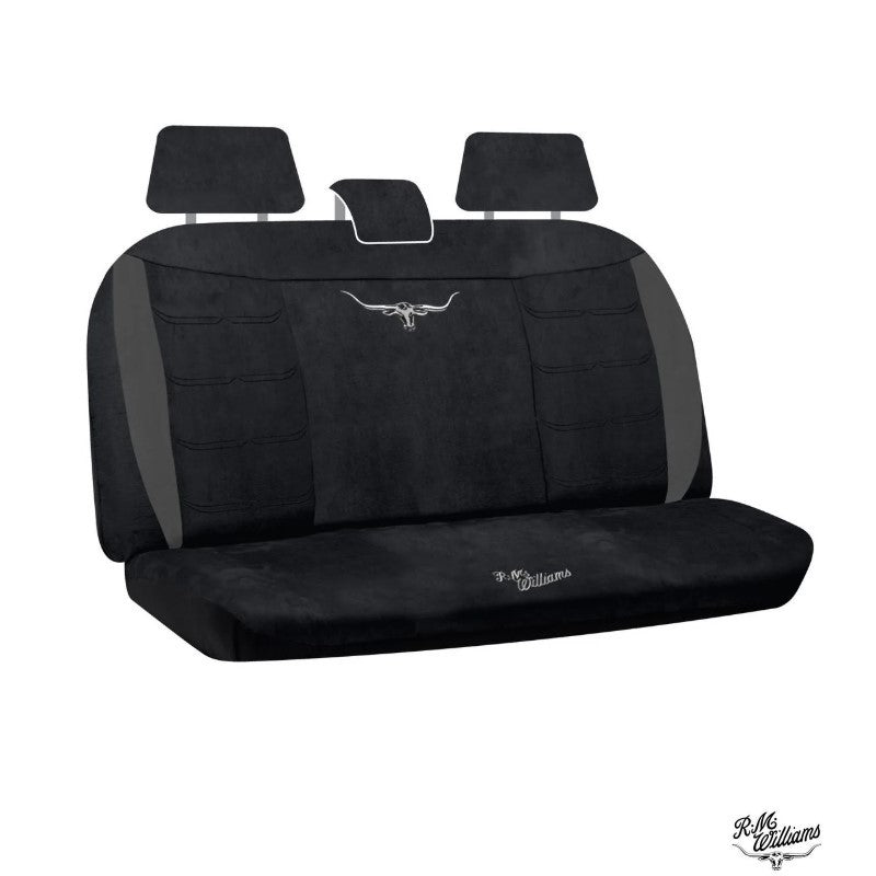 R.M.WILLIAMS Velour Rear Seat Covers Black Size 06 Box