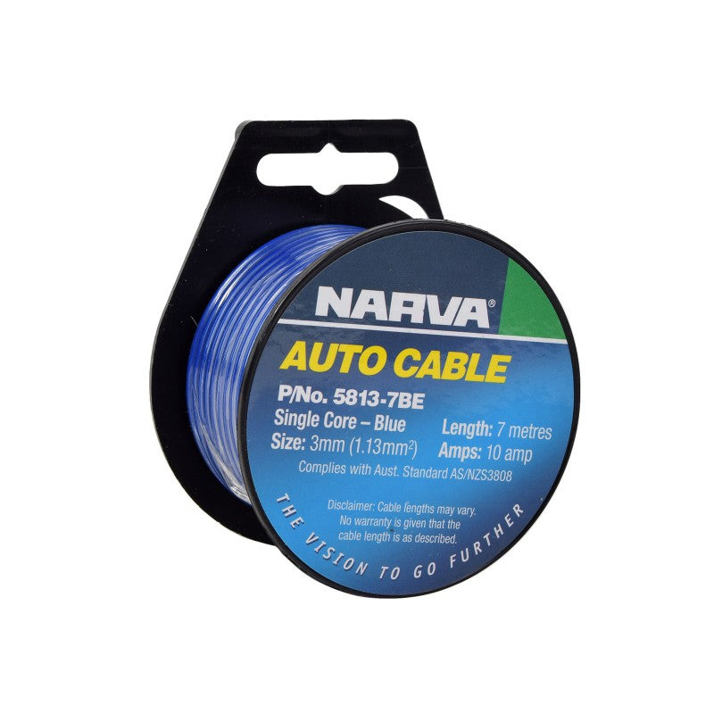 Narva Cable Single 3.0 10Amp 7M Blue