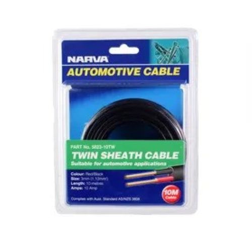 Twin Core 3mm 19A 10M Red/Blk