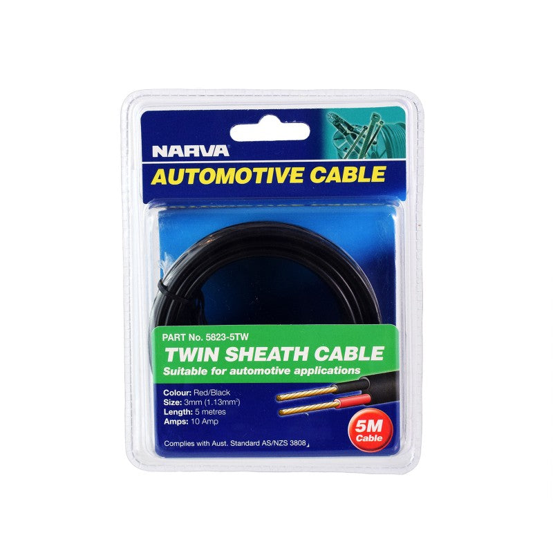 Narva Twin Core 4mm 25A 5M Red/Blk