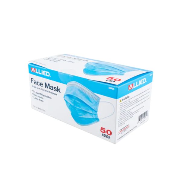 Allied Face Masks 3 Layer Disposable 50-pce