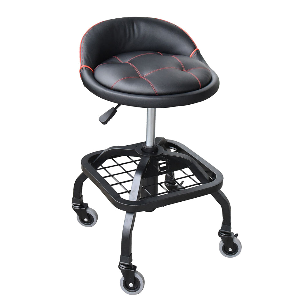 Powerbuilt Rolling Workshop Seat With Lumbar Cushion