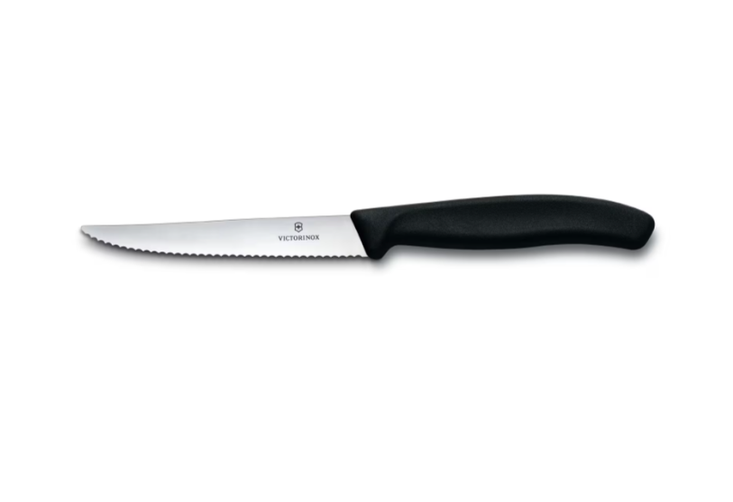Victorinox Steak Knife Serrated Pointed Tip Black Handle 11cm