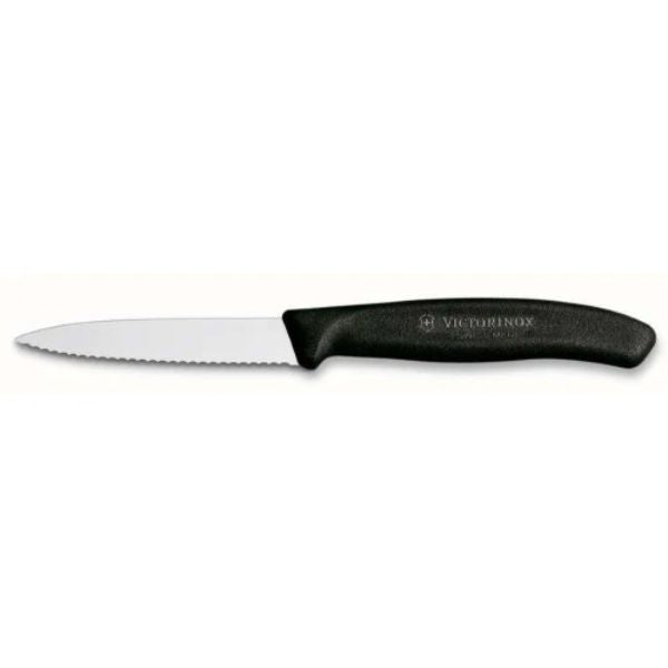 Victorinox Paring Knife 6.7633 - 8cm Wavy Blade Black Handle