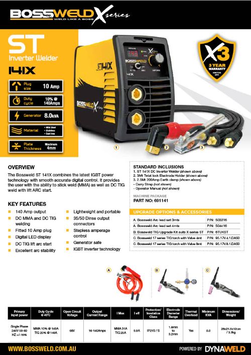 Bossweld St-141X inverter Arc Welding Machine