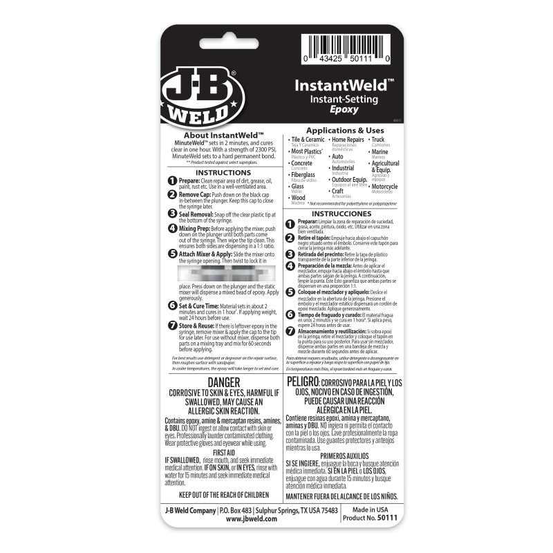 JB Weld INSTANT WELD CLEAR INSTANT SETTING EPOXY 25ML