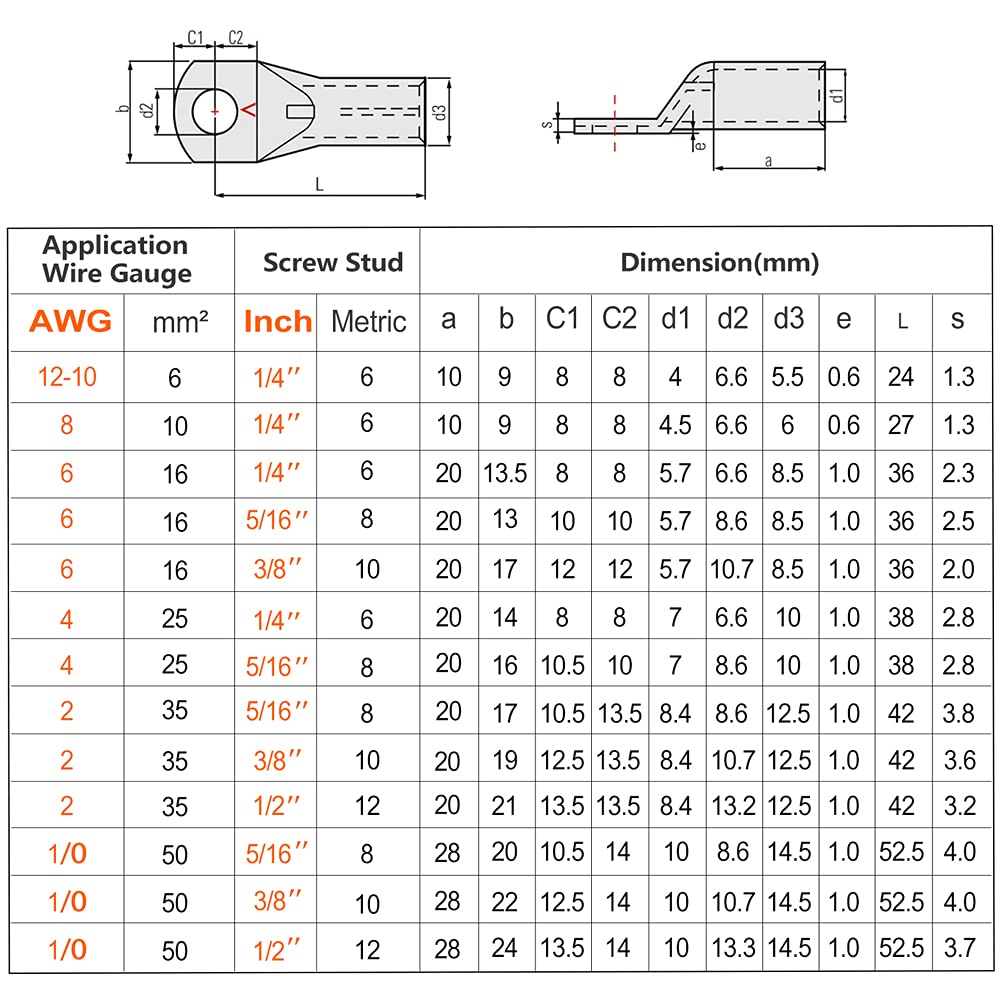 Matson Cable Lugs 25mm2 8mm Hole 10Pk