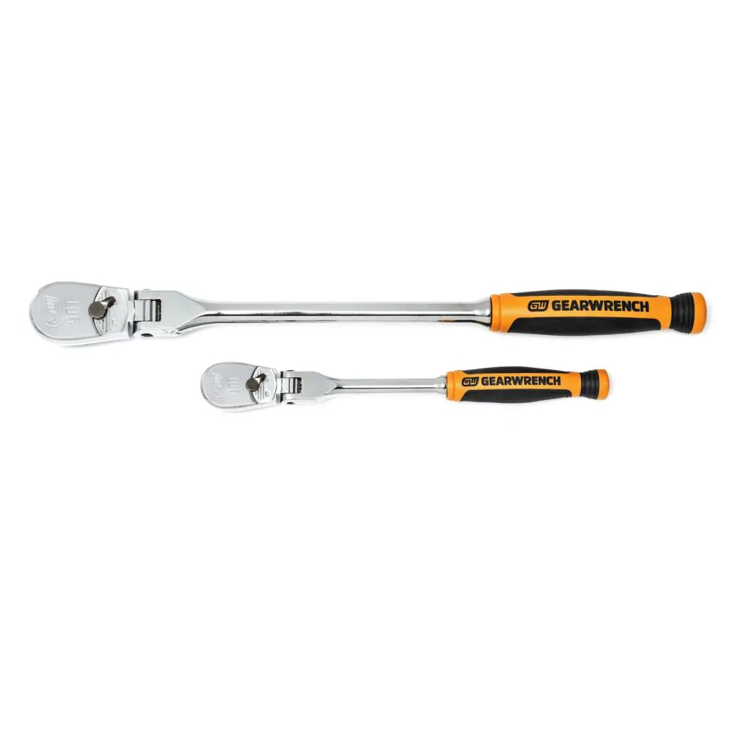 GW 2PC 1/4 in, 3/8 in 90T DUAL MATERIAL FLEX HEAD RATCHET SET