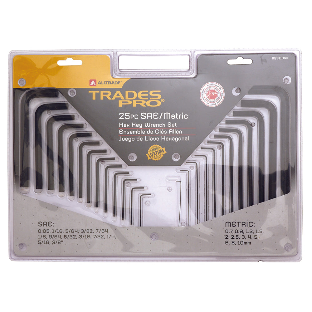 Trades Pro Hex Key Wrench Set 25Pc Combination