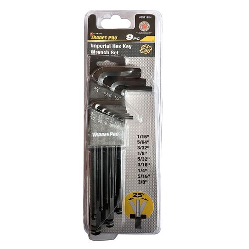 Trades Pro Hex Key Wrench Set 9Pc Imperial