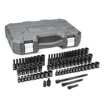 GW 71 PC 1/4 in DRIVE 6 PT STD, DEEP UNI IMPACT METRIC & SAE SOCKET SET