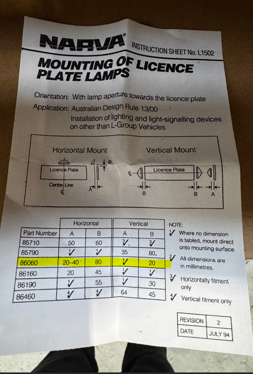 Narva Lamp License Plate