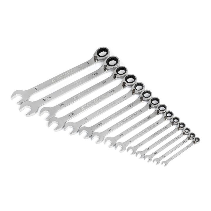 GW 14 PC 90T 12 PT SAE REVERSIBLE RATCHETING WRENCH SET