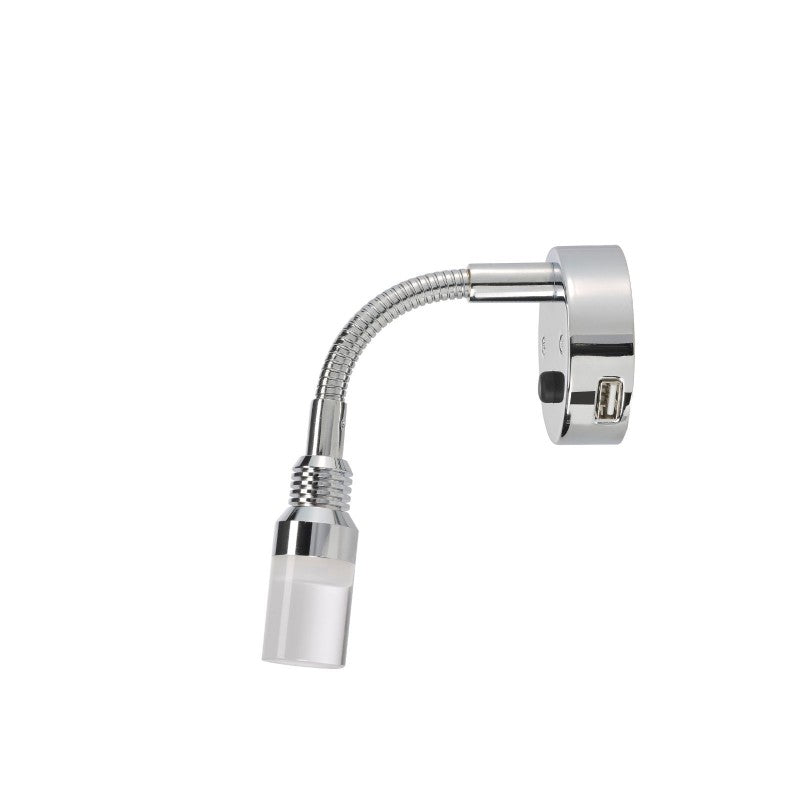 NARVA 12V INTERIOR LAMP W TOUCH SWITCH AND 2A USB SOCKET SILVER