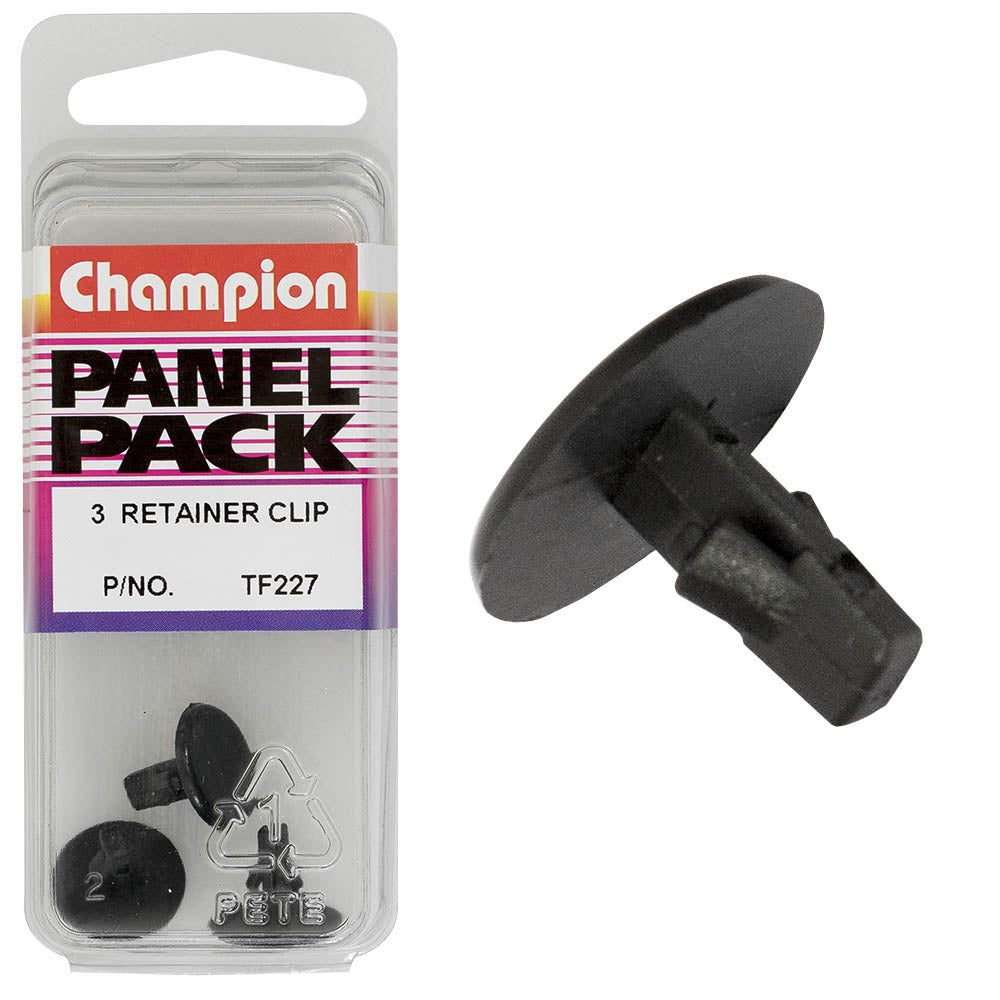 Champion Retainer Clip Black 10mm L 14mm HD 3pk