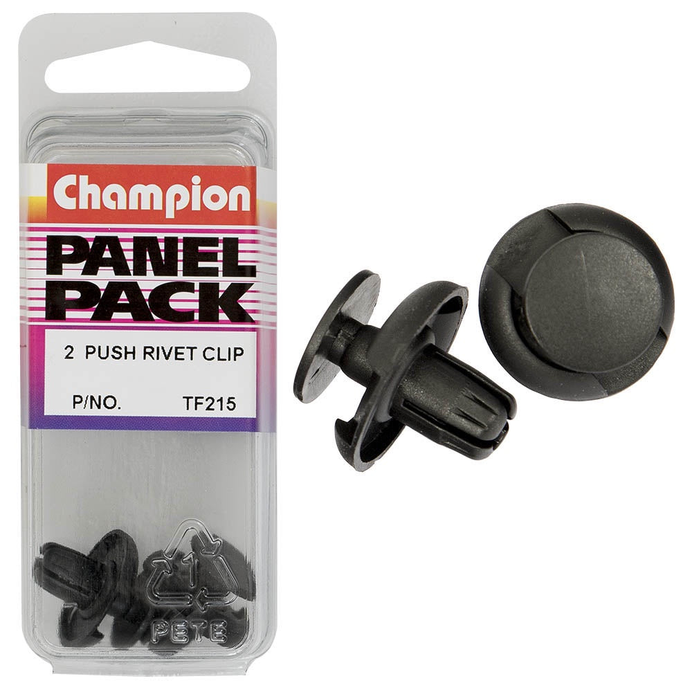 Champion Push Rivet Black 10mm L 8mm Hole 20mm HD 2pk