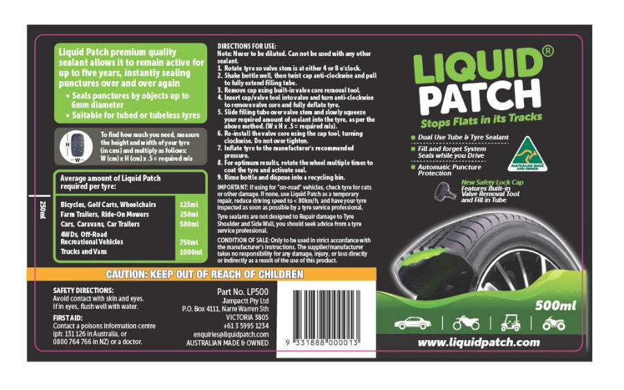 Liquid Patch Tyre Repair Liquid Patch 500Ml